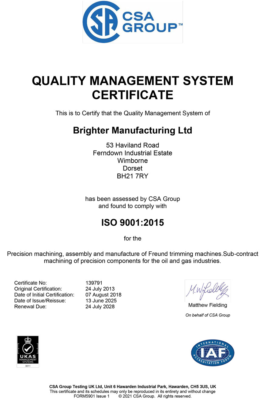 Download our ISO quality accreditation certificate (pdf)
